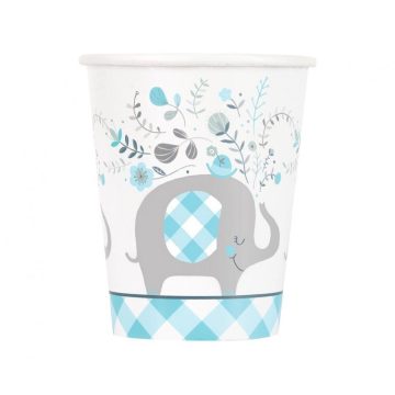 Kék Elefánt Floral papír pohár 8 db-os 266 ml