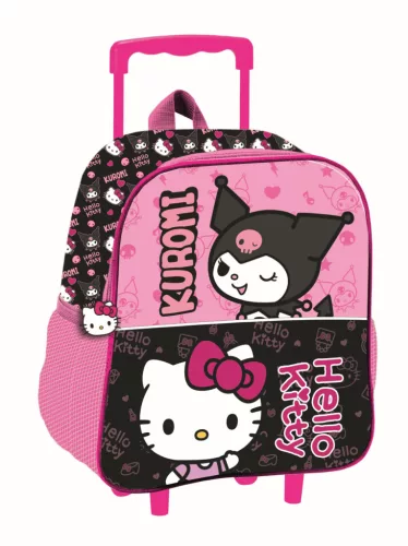 Hello Kitty & Kuromi gurulós ovis 3D hátizsák, táska 32 cm