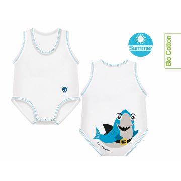   J Bimbi kombidressz 0-36 hó biopamut Summer Sealife Blue Fish 10869