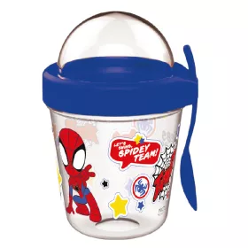   Spiderman Spidey Becher-Snackhalter mit Deckel und Löffel, 350 ml