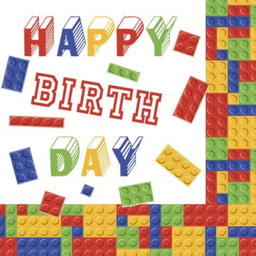 Happy Birthday Blocks szalvéta 20 db-os 33x33 cm