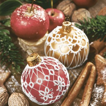 Karácsony Lace Red&Gold Baubles szalvéta 20 db-os 33x33 cm