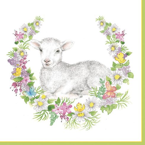 Húsvét Wreath with Lamb szalvéta 20 db-os 33x33 cm