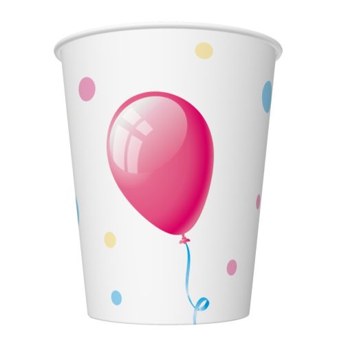 Happy Birthday Cake with Balloons papír pohár 8 db-os 250 ml