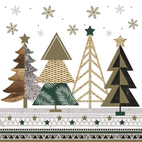 Karácsony Graphic Trees szalvéta 20 db-os 33x33 cm