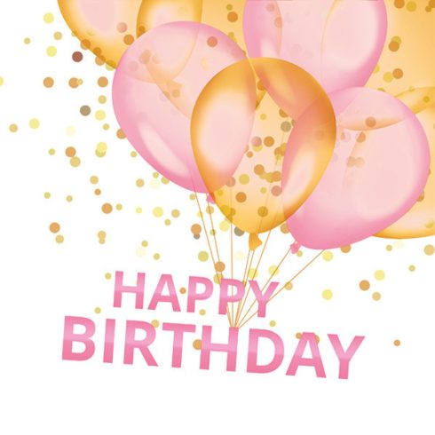 Happy Birthday Gold&Pink szalvéta 20 db-os 25x25 cm