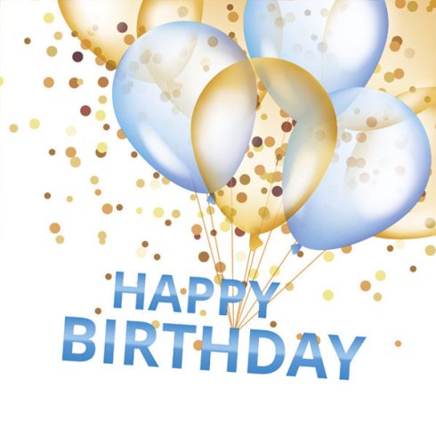 Happy Birthday Gold&Blue szalvéta 20 db-os 25x25 cm