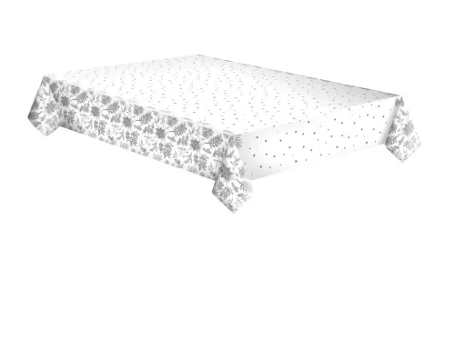 Vianočný papierový obrus s botanickou vôňou strieborného odtieňa 120x180 cm