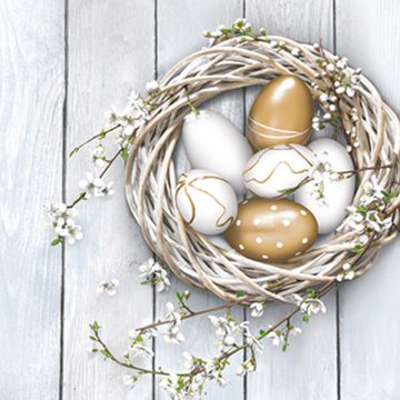 Húsvét Eggs in Wicker Nest szalvéta 20 db-os 33x33 cm