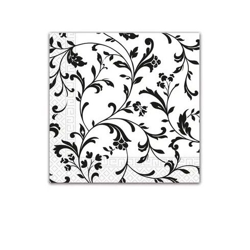 Fekete mintás Arabesque Black szalvéta 20 db-os 33x33 cm FSC