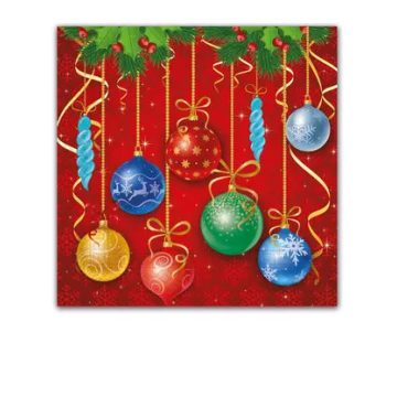 Karácsonyi Sparkling Balls szalvéta 20 db-os 33x33 cm