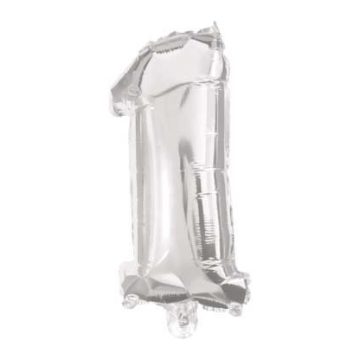 Mini 1-es Silver szám Fólia lufi 33 cm