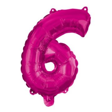 Rózsaszín Hot Pink 6-os szám fólia lufi 95 cm