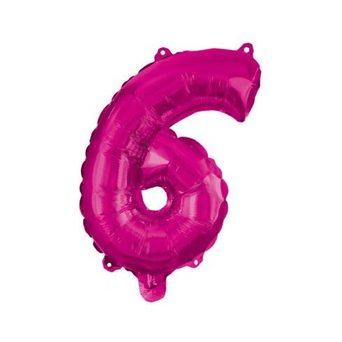 Rózsaszín Hot Pink 6-os szám fólia lufi 95 cm