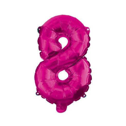 Rózsaszín Hot Pink 8-as szám fólia lufi 95 cm