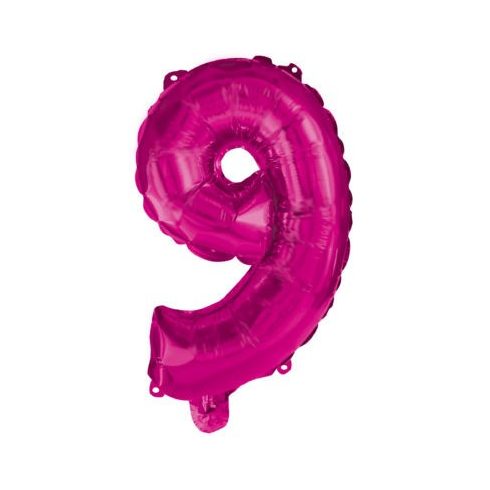 Rózsaszín Hot Pink 9-es szám fólia lufi 95 cm