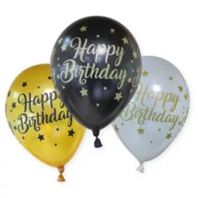 Balón Happy Birthday Stars, 6 kusov
