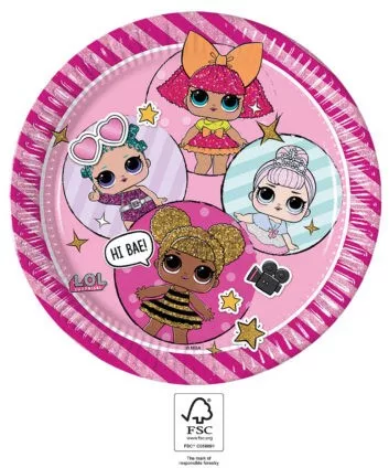 LOL Surprise Glitterati Pappteller, 8 Stück, 23 cm, FSC-zertifiziert