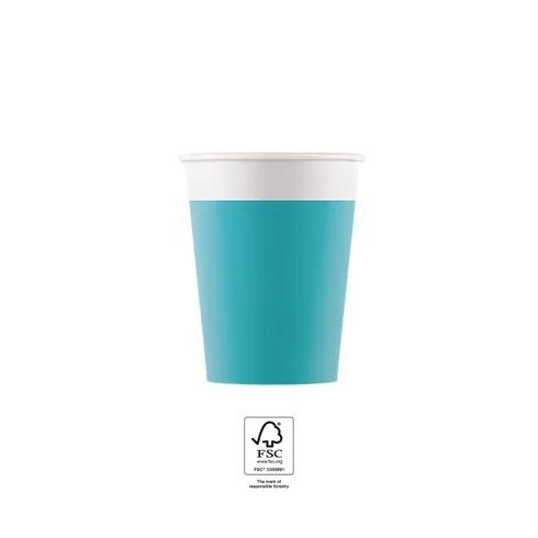 Unicolour Tirquoise, Kék papír pohár 8 db-os 200 ml FSC