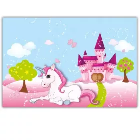   Papiertischdecke „Einhornschloss“, 120 x 180 cm, FSC-zertifiziert