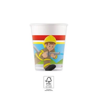 Tűzoltó Rescue papír pohár 8 db-os 200 ml FSC