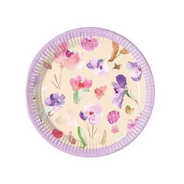 Virág Watercolor Flowers papírtányér 8 db-os 20 cm