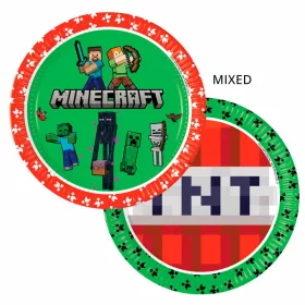   Minecraft-Pappteller, grün, 8 Stück, 23 cm, FSC-zertifiziert