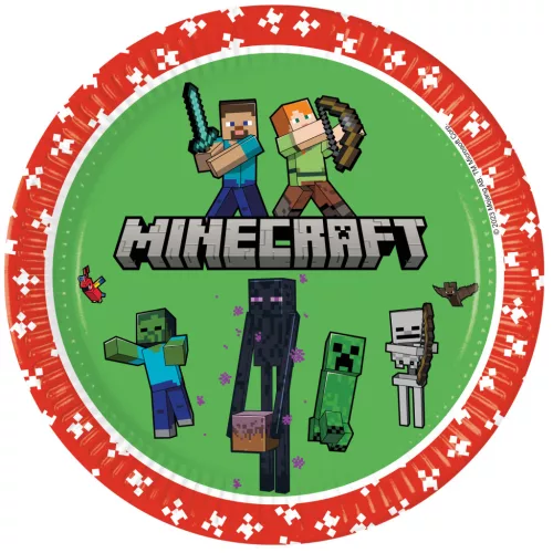 Minecraft-Pappteller, grün, 8 Stück, 23 cm, FSC-zertifiziert