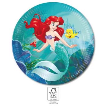  Disney Hercegnők, Ariel Curious papírtányér 8 db-os 23 cm FSC