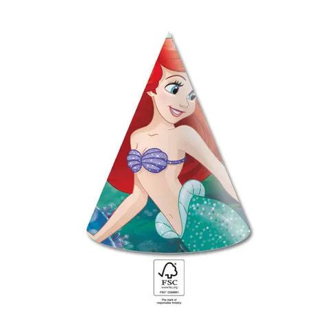 Disney Hercegnők, Ariel Curious Parti kalap, csákó 6 db-os FSC