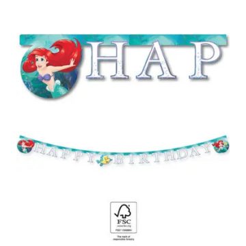  Disney Hercegnők, Ariel Curious Happy Birthday felirat FSC 2 m