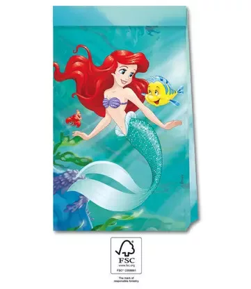 Disney princezné, Ariel Zvedavá papierová taška 4 ks FSC