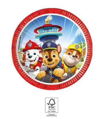 Paw Patrol Rettungshelden Pappteller, 8 Stück, 20 cm, FSC
