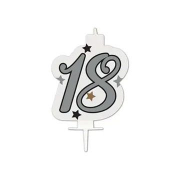   Happy Birthday Silver Milestone tortagyertya, számgyertya 18-as