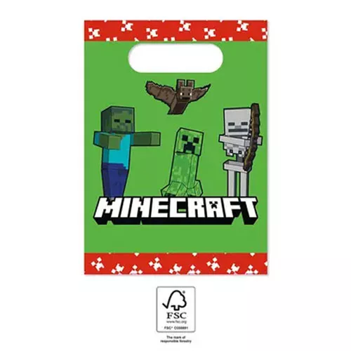 Minecraft-Geschenktüten aus grünem Papier, 4 Stück