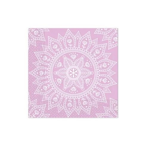Mandala Purple White szalvéta 20 db-os, 33x33 cm FSC