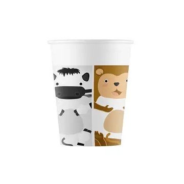 Állatos Zoo papír pohár 8 db-os 200 ml FSC