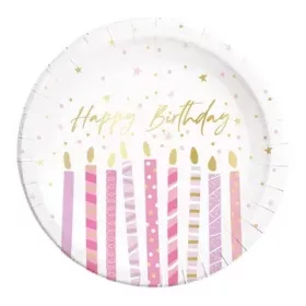   Happy Birthday Kerzen aus Pappteller, 8 Stück, 23 cm, FSC-zertifiziert