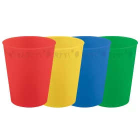 Buntes Set aus 4 hochwertigen Mikroplastikbechern (250 ml)