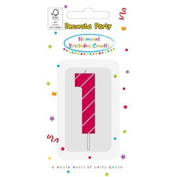 Színes Pink Pattern 1-es tortagyertya, számgyertya 