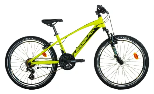 Leader Fox SPIDER gyermek kerékpár fiús, 2026 24"/14", sárga-zöld