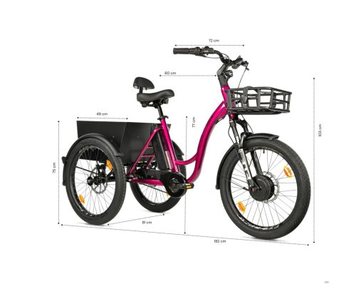 Elektromos kerékpár Leader Fox háromkerekű CURTIS, modell 2025 17,4 Ah / 626 Wh lila
