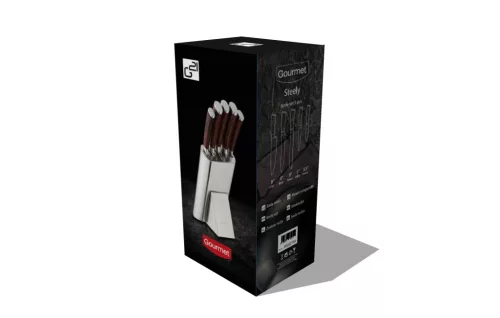 Set de 5 cuțite G21 Gourmet Steely + suport din oțel inoxidabil
