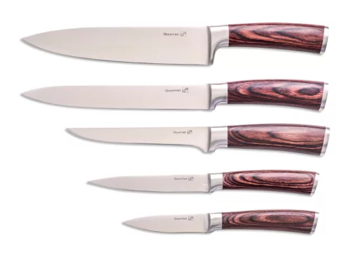 Set de cuțite G21 Gourmet Nature, 5 piese - cu suport din bambus