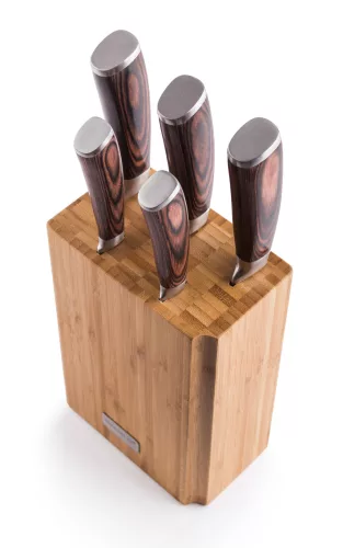 Set de cuțite G21 Gourmet Nature, 5 piese - cu suport din bambus