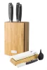 Set de cuțite G21 Gourmet Damasc din bloc de bambus 4 buc + piatră de ascuțit