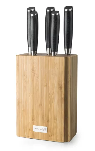 Suport pentru cuțite G21 Gourmet Damasc din bambus - pentru 5 cuțite
