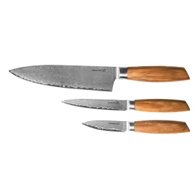   Set de 3 cuțite G21 Gourmet Damasc, cutie mică, cu mâner din lemn de zebrano