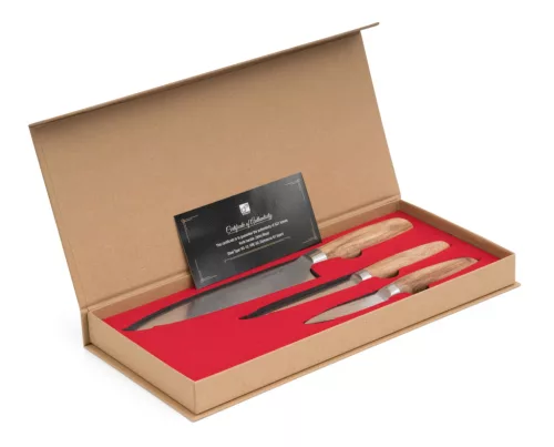 Set de 3 cuțite G21 Gourmet Damasc, cutie mică, cu mâner din lemn de zebrano