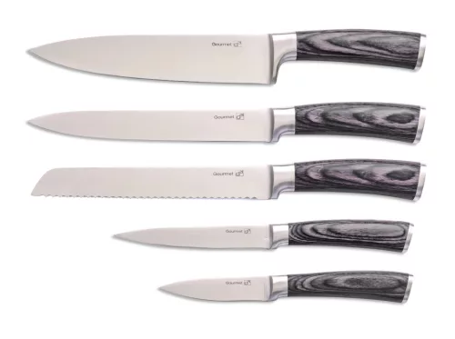 Set cuțite G21 Gourmet Rustic 5 buc + suport pentru cuțite din bambus